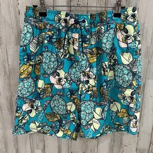 Tea Collection Turtle Print Lined Swim Trunks Mens Family Matching Small
